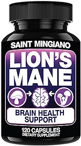 Lion's Mane Mushroom Supplément de 120 Capsules: Alpha Cerveau Enhancement de la clarté cognitive, Focus avec notre mélange spécialisé 4 Mushroom Mycelium Formula