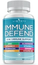 8 en 1 Immune Defense Support, Supplément Immunity avec Echinacea Zinc 50mg, Vitamine C, D3 5000 UI, Curcumine curcuma et gingembre, Echinacea - pour les enfants adultes (1 Pack)