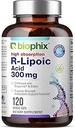 biophix R-Lipoic Acid 300 mg Stabilisé 120 capsules de Véggie - avec Biotine - Soutien antioxydant à haute puissance - Non-OGM - Sans gluten - favorise l'énergie