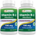 Best Naturals Vitamin B2 (Riboflavin) 100 mg 180 Tablets - Premium Formula - 3rd Party Lab Tested (Pack of 2)