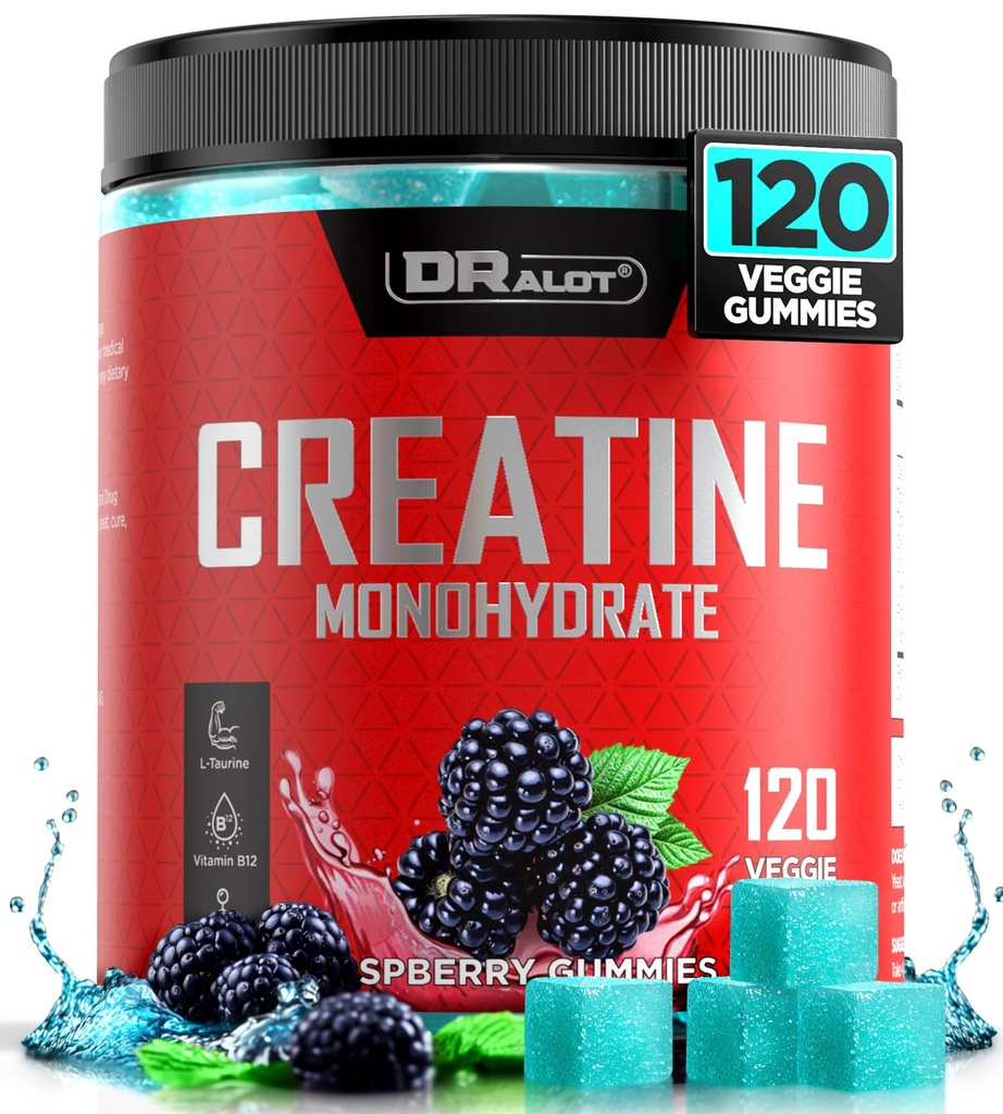 99.99% Creatine Monohydrate Gummies More 15% Strength, 5X Muscle, Energy, Recovery, Pre-Workout Complex Creatine for Women & Men with 5000mg Creatine, L-Taurine, B12, Mg & K, 0 Sugar