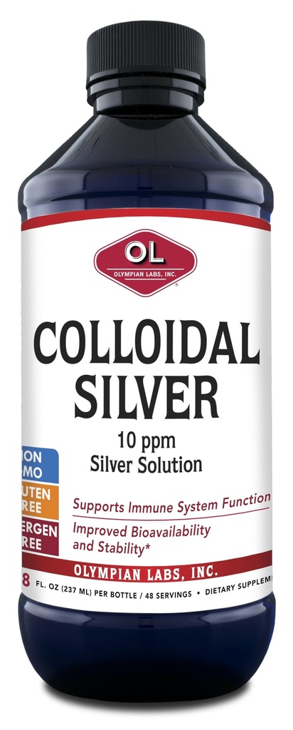 Olympians Labs Colloïdal Argent 8floz 45 Servitures - 10ppm Biodisponible Argent Immunissable Support