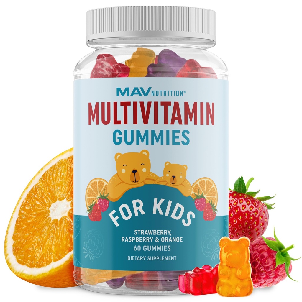 Garnitures multivitamines pour enfants : vitamines A, B, C, D & Zinc pour l'immunité, la croissance et le développement. Multivitamines quotidiennes pour enfants 2 ans et plus.