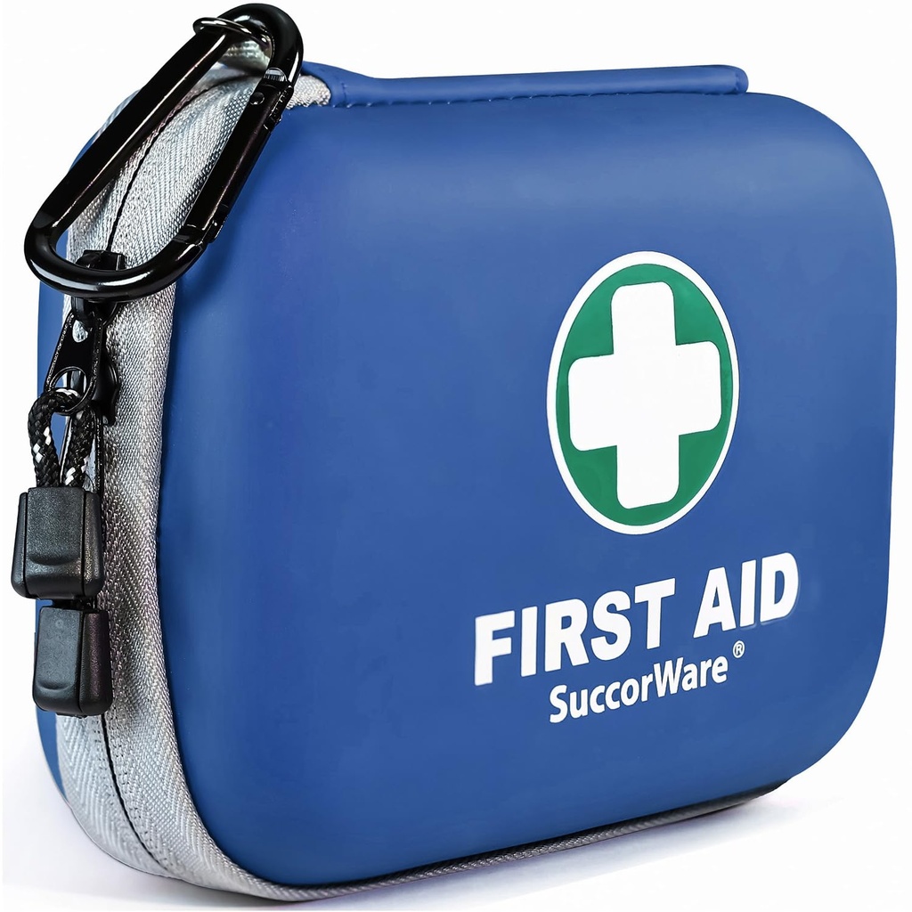 SuccorWare 150 Pieces Mini First Aid Kit - Small Medical Kit with Hard Shell - Emergency First Aid Kit for Car, Travel, Home, Outdoor, Office, Camping, Hiking (Black)