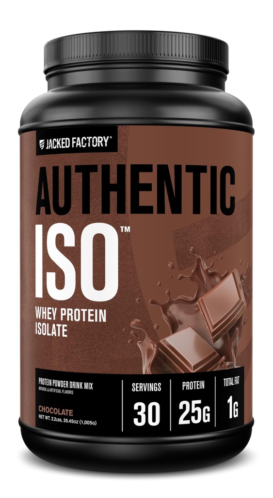 Poudre isolate de lactosérum de l'usine Jacked authentique de l'ISO en poudre de protéines de lactosérum - faible teneur en glucides, protéine de construction musculaire non-OGM sans remplissage, récupération après l'entraînement, chocolat