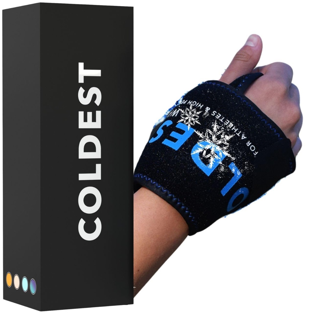 Coldest Wrist Ice Pack Hand Support Reusable Flexible - Best Cold Therapy Relief for Rheumatoid Arthritis, Tendinitis, Carpal Tunnel Pain, Injuries, Swelling, Bruises and Pain (Wrist Ice Pack)