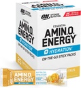 Optimum Nutrition Amino Energy Plus Packs d'hydratation, Packs de bâtons de caffiène, agrumes surfside, 25 comtes