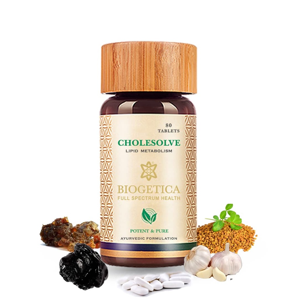 Biogetica CholeSolve Ayurvedic Supplement to Maintain Cholesterol Level for Men & Women Energy Booster (Lipid Metabosilm Care)- 80 Tablets