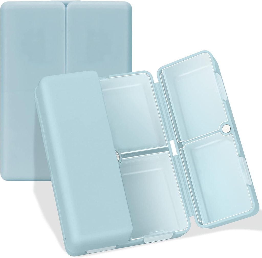 FYY Daily Pill Organizer, 7 compartiments Portable Travel Pill Case, [conception pliante] pour Purse Pocket pour tenir les vitamines, huile de foie de morue, suppléments et médicaments-bleu