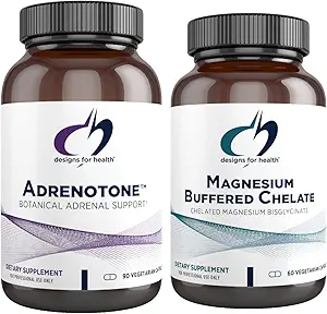 Conceptions pour la santé Magnésium + support adrénal Duo - Chélalate tamponné de magnésium + Adrenotone Herbes et nutriments adaptogènes (2 Ensemble de produits)