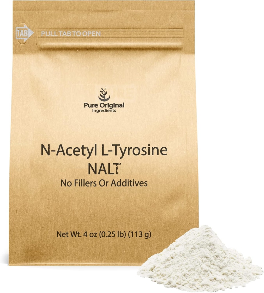 INGRÉDIENTS ORIGINAUX N-acétyl L-Tyrosine en poudre (4 oz) NALT, toujours pur, sans remplissage ni additifs