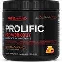 PEScience Prolifique poudre de pré-entraînement pour les hommes et les femmes avec L-Citrulline Nitric Oxide Booster, Energy Powder & Nootropic pour Focus – Pré-travail sans Beta Alanine – 40 Scoops, Sour Peach Candy
