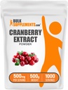 BulkSupplements.com Poudre d'extrait de canneberge - Poudre d'arôme de canneberge, provenant de Vaccinium Macrocarpon Fruit - Vegan & Gluten Free, 500mg par portion, 500g (1,1 lb) (paquet de 1)
