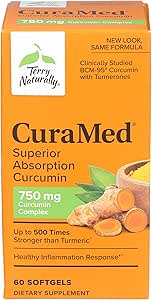 Terry naturellement CuraMed 750 mg - 60 Softgels - Absorption supérieure BCM-95 Supplément Curcumine, favorise une réponse à l'inflammation saine - non-OGM, sans gluten, halal - 60 portions