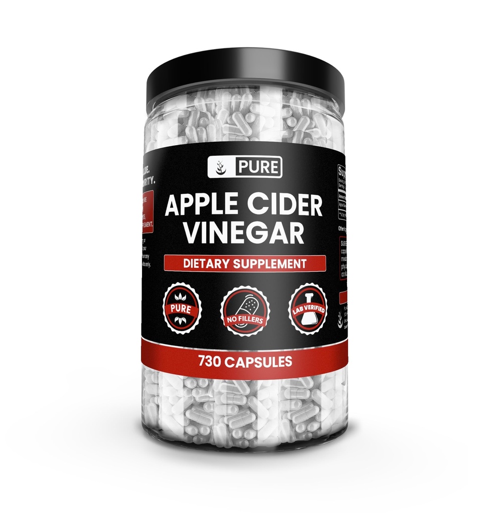 PURE ORIGINAL INGREDIENTS Apple Cider Vinegar (730 Capsules) No Magnesium Or Rice Fillers, Always Pure, Lab Verified