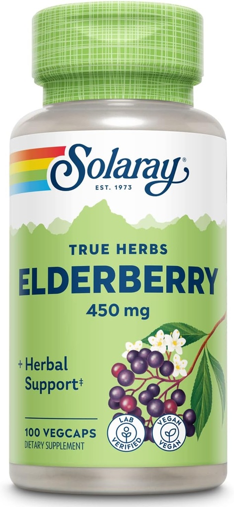 SOLARAY Berry & Flower 450mg , Soutien au bien-être général pendant les mois froids , avec des flavonoïdes et des composés phénoliques , non-OGM , 100ct