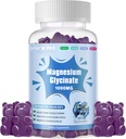 Glycinat de magnésium Gommies 1000mg - Supplément de potassium de magnésium sans sucre avec vitamine D, B6, CoQ10 pour l'humeur calme et le soutien du sommeil - 60 Gommies de bleuets