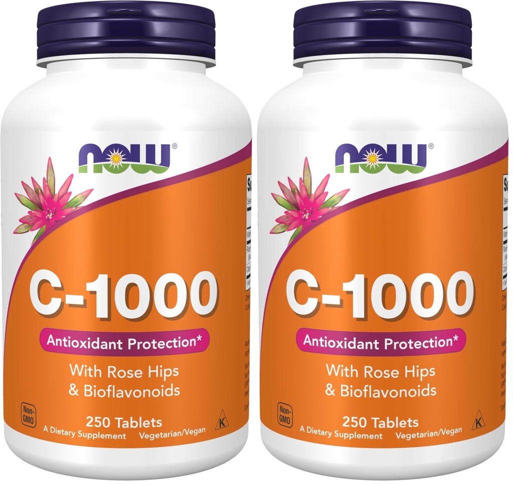 Now Supplements, Vitamin C-1,000 with Rose Hips & Bioflavonoids, Antioxidant Protection*, 250 Tablets, (Pack of 2)