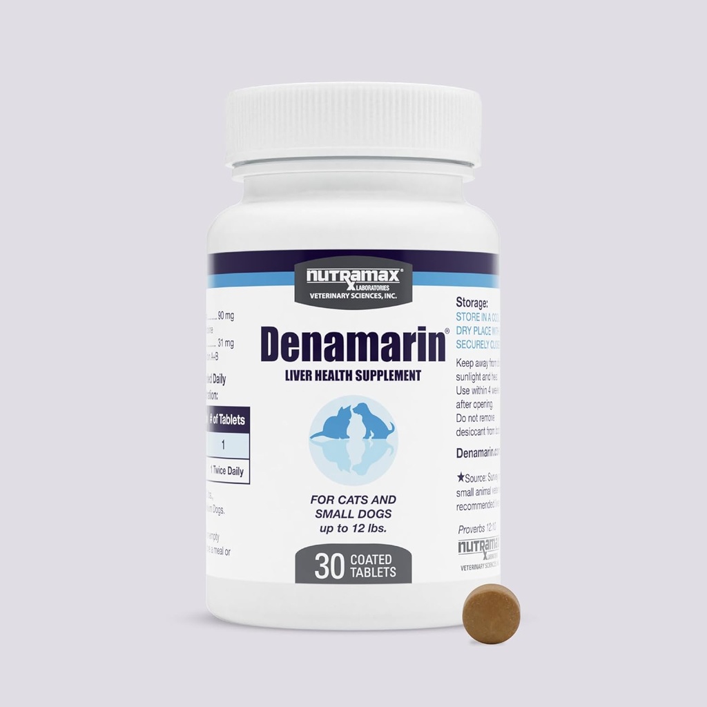 Laboratoires Nutramax Denamarin foie supplément de santé pour petits chiens et chats - avec S-Adénosylméthionine (SAMe) et Silybin, 30 comprimés