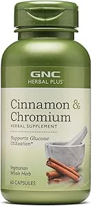 GNC Herbal Plus Supplément de cannelle et de chrome, végétarienne, soutient l'utilisation du glucose, 30 portions