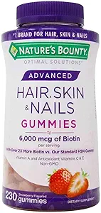 Nature Coiffure, peau et ongles Gommies rapides, supplément de vitamine parfumée d'argan avec biotine, soutient la santé des cheveux, de la peau et des ongles pour les femmes, 230 comte