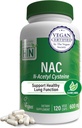 Santé Thru Nutrition NAC N-acétyl-Cysteine 600mg 120 Capsules Certifié par Vegan Le supplément NAC le plus pur soutient les fonctions saines du foie pulmonaire et la santé cellulaire.