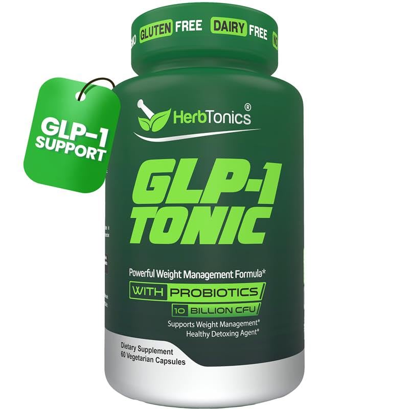 Herbtonics GLP‑1 Tonic – Natural GLP‑1 Support with Apple Cider Vinegar, BHB Salts, Probiotics & Turmeric – Supports Appetite, Weight, Metabolic Balance, Gut Health & Energy – 60 Vegan Capsules