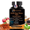 10-en-1 Mer d'Irlande Moss Veggie Caps 3000mg Black Seed Oil Ashwagandha Bladderwrack Burdock Ciseaux Turmeric Apple Cider Vinegar Manuka Honey Dandelion Black Pepper - Fabriqué aux États-Unis (Veggie Caps, non aromatisé)