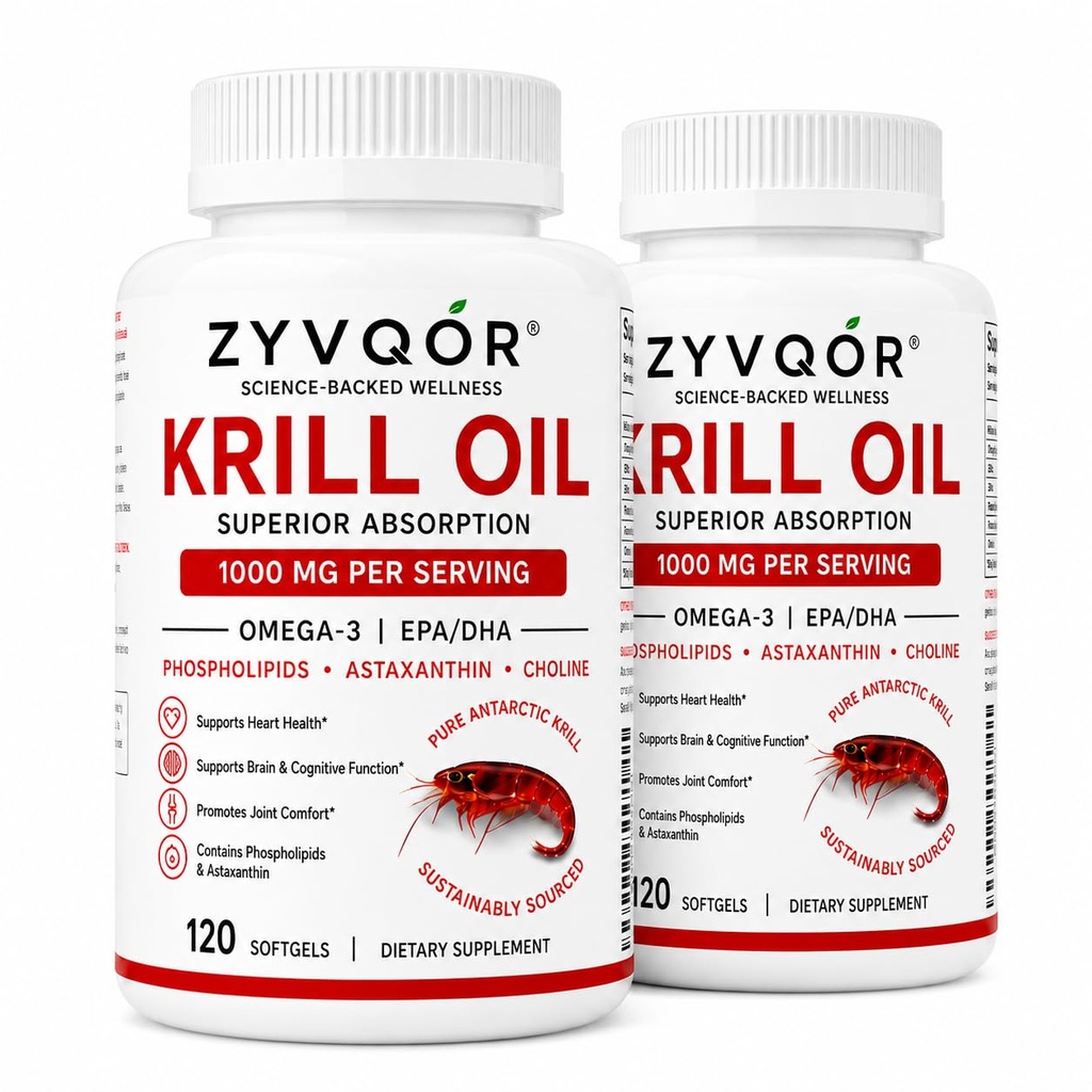 Krill Oil 1000 mg per Serving with Omega-3 EPA DHA, 240 Softgels