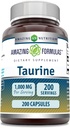 Amazing Formulas Taurine 1000 Mg per Serving 200 Capsules Amino Acid Supplement | Non-GMO | Gluten Free | Made in USA