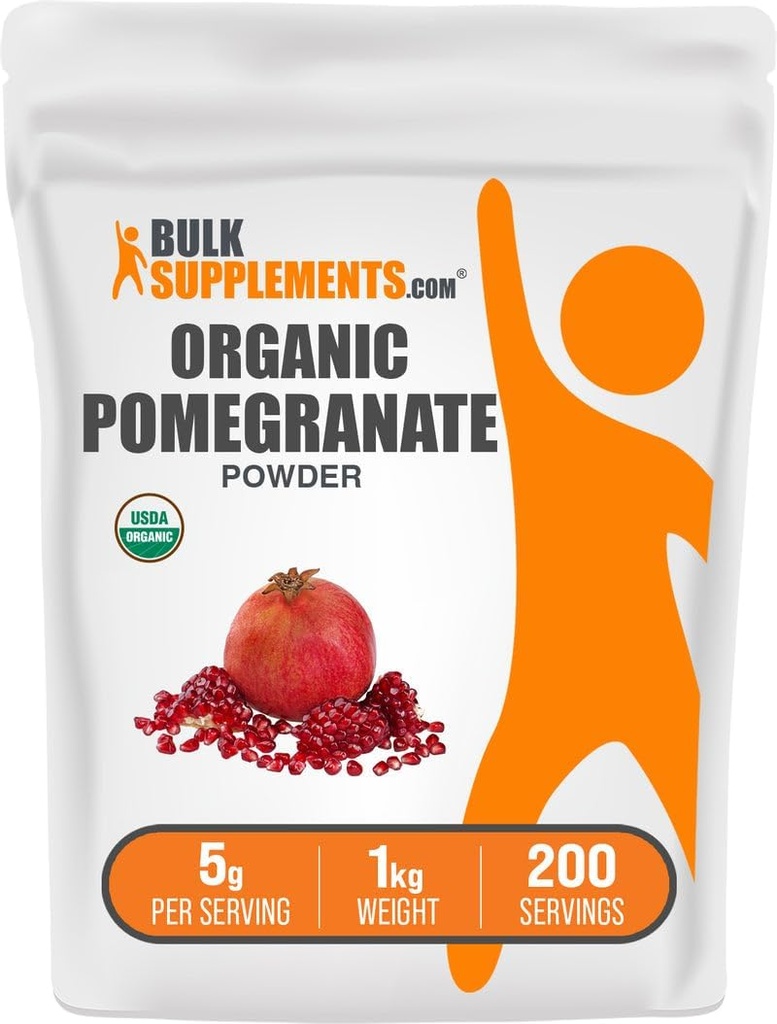 BulkSupplements.com Poudre de grenade biologique - supplément de grenade pour le support immunitaire, supplément à base de plantes - sans gluten, 5g par portion, 1kg (2,2 lbs) (paquet de 1)