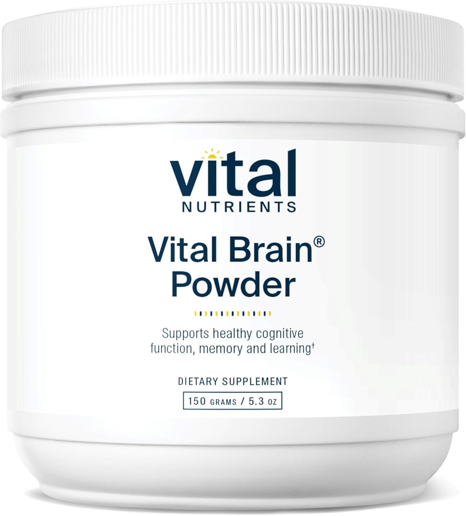 Vital Nutrients Vital Brain Powder | Phosphatidylserine, Acetyl-L-Carnitine Brain Supplement | Nootropic | Healthy Cognitive Function, Memory, Learning* | Gluten, Dairy, Soy Free | Unflavored | 150g