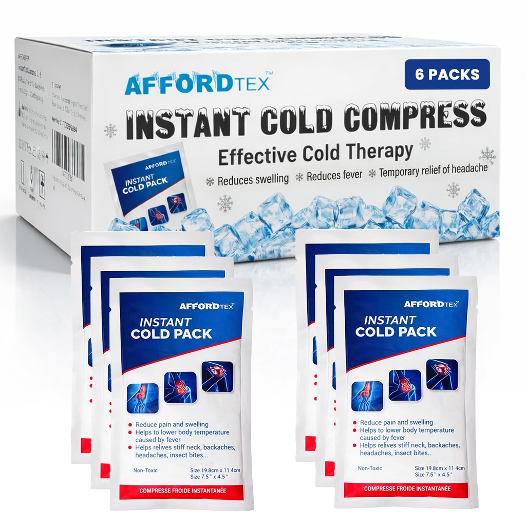 Instant cooler Ice pack- Ice packs 6 Count Disposable 7.5 x 4.5 Inches - Ready to use – Ideal for Injuries, Inflammation, Sprains, Strains,Pain relief