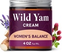Crème de Yam sauvage pour l'équilibre hormonal $ 3450mg Yam sauvage pour la ménopause à base de plantes et le soutien des SPM $ Enrichie avec Vitex, Black Cohosh, Lavender & More $ Crème d'équilibre sans œstrogène et progestérone $ 4 Oz.