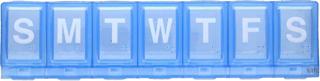 EZY DOSE Weekly (7 jours) Planificateur de pilules, cas de médecine, boîte d'organisateur de vitamines, grands compartiments de verrouillage pour sécuriser les médicaments sur ordonnance et prévenir les déversements accidentels, bleu