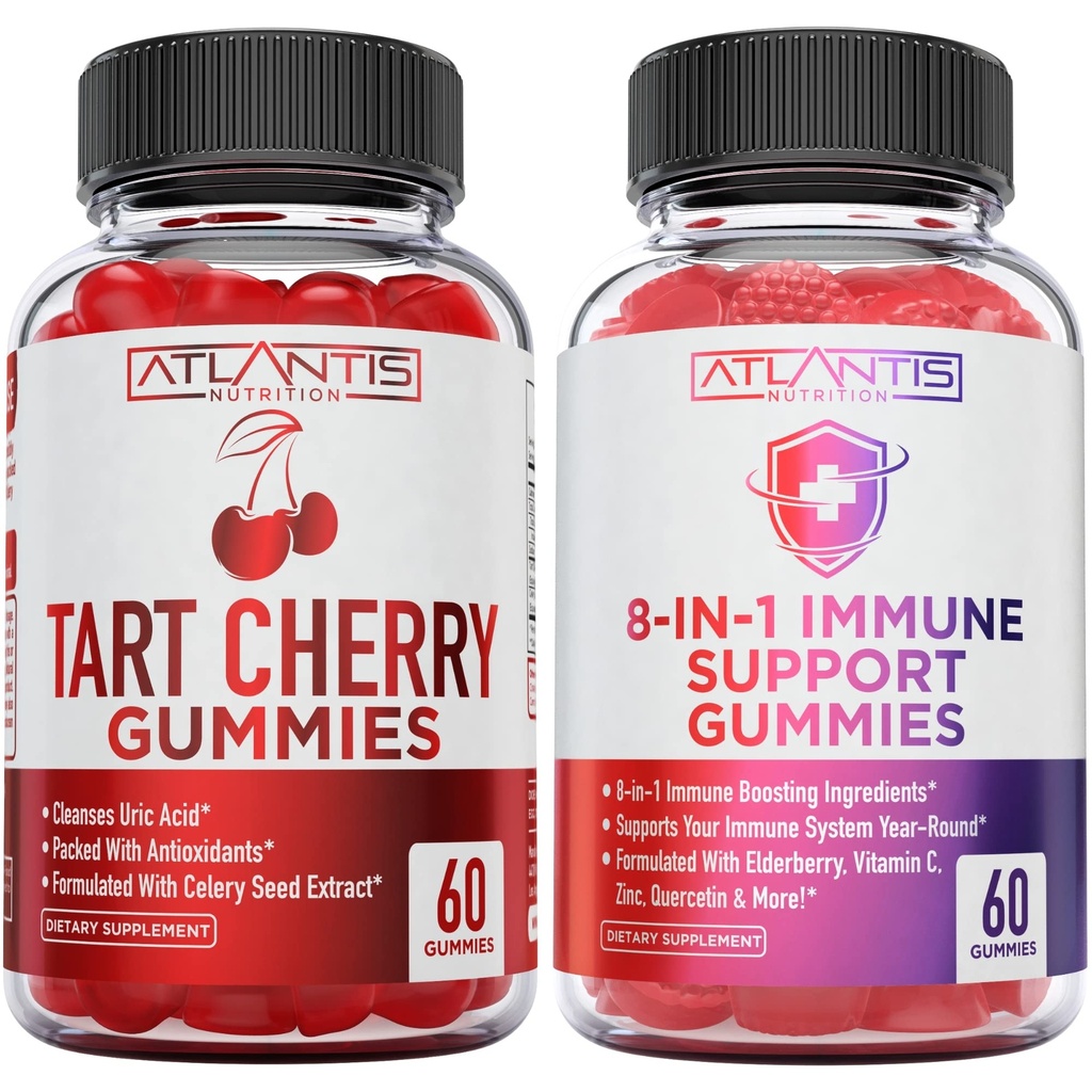 Atlantis Nutrition 60 Gommies Tart Cherry + 8-en-1 Immune Support 60 Gommies