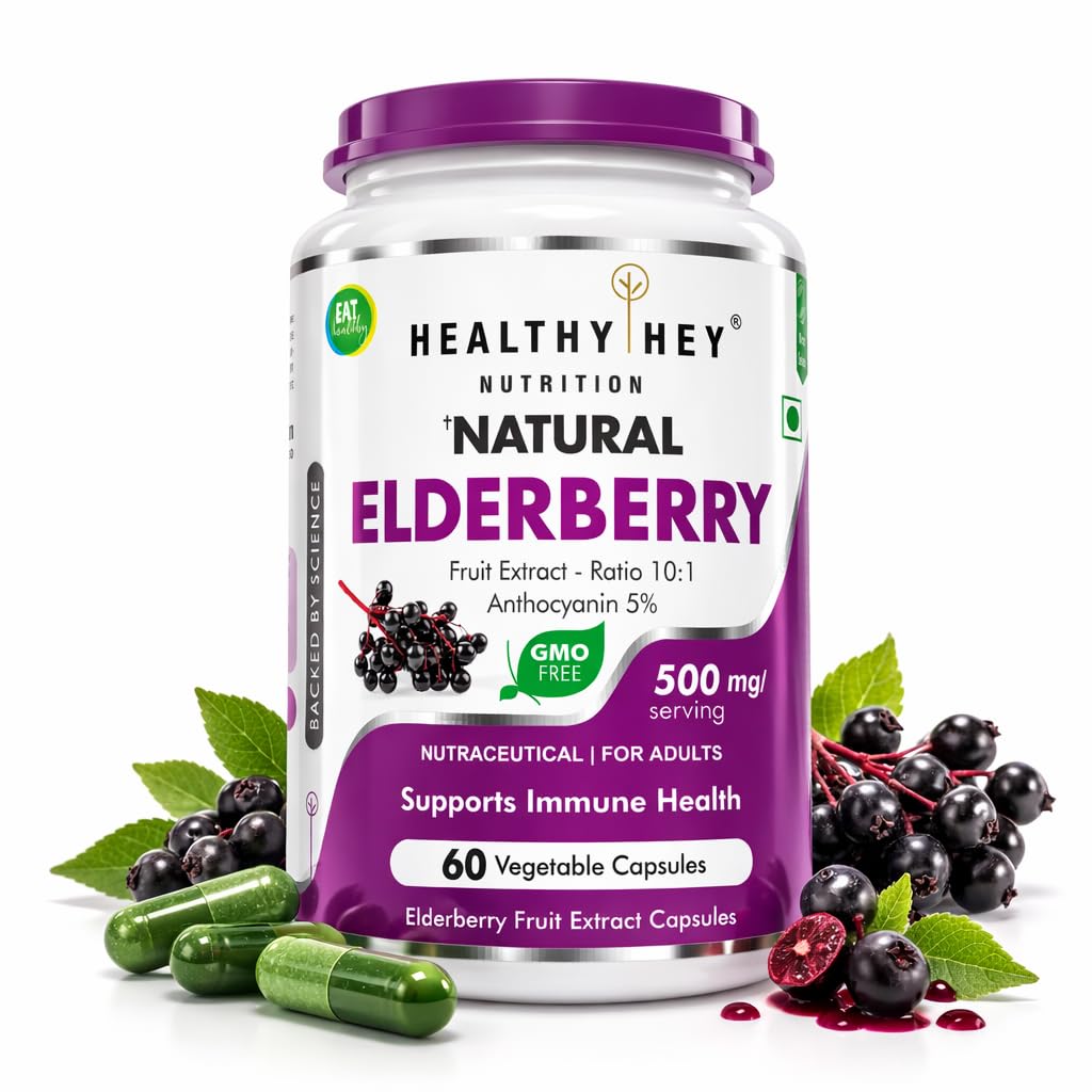 HealthyHey Nutrition Natural Elderberry Fruit Extract,60 vegetable capsules