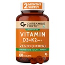 Carbamide Forte Vitamin D Tablets | Vitamin D3 K2 Supplement to support Bone & Heart Health | Veg D3 Lichen - 60 Tablets