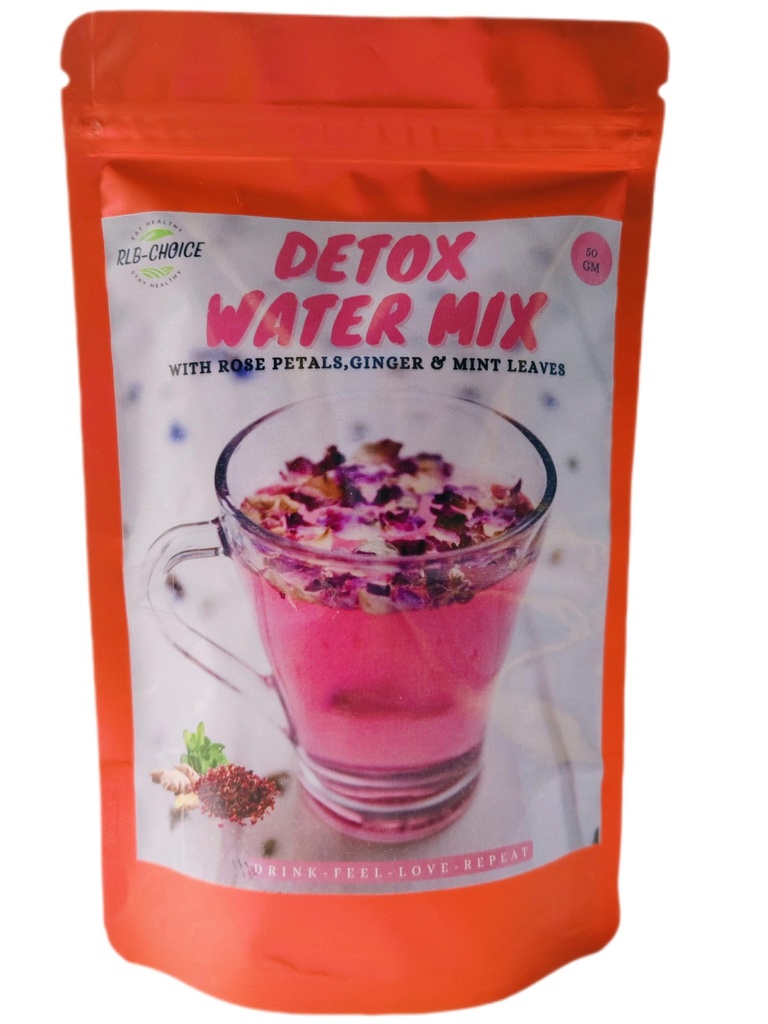 Rlb Choice Floral Fusion Detox Water Mix: Rose Petal, Ginger, Mint Bliss | Boost Immunity | Remove Toxins - 50 Gm