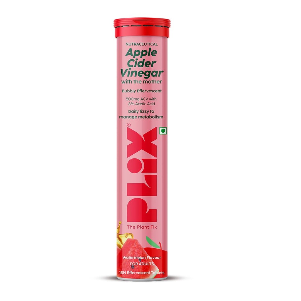 THE PLANT FIX Apple Cider Vinegar Effervescent Tablet with mother | Supports Metabolism & Appetite Control I With 500mg ACV, Vit B6 & B12 I No Maltodextrin, No Added Sugar I Pack of 1 (15 tablets)