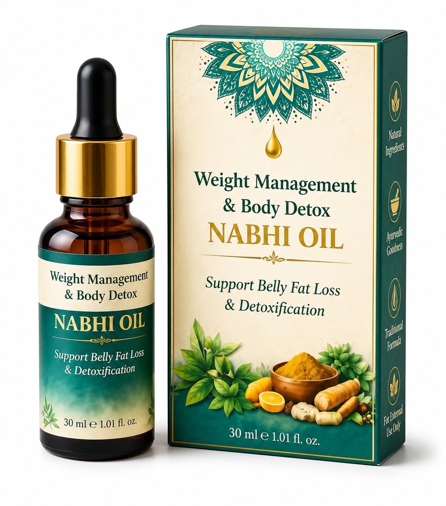 Nabhi Oil for Weight Management & Body Detox 30ml | Ayurvedic Herbal Belly Button Oil | Supports Digestive Wellness, Metabolism Balance, Relaxation & Daily Self-Care for Men & Women (30 ML, PACK OF 1)