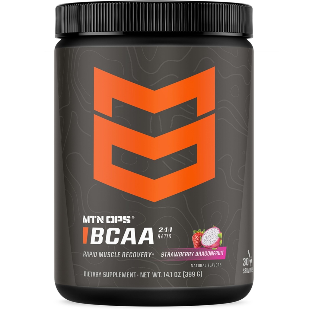 MTN OPS BCAA 2:1:1 Supplément Acides Amino poudre pour la récupération rapide des muscles et la réparation avec zéro sucre et sans gluten (30-serving Tub, fraise dragonfruit)
