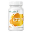 Ambrosial Vitamin D3 & K2 Tablets 4000IU Vitamin D3 + 100µg K2 MK-7 for Healthy Bones, Muscles, and to Support The Immune System -120 Tablets