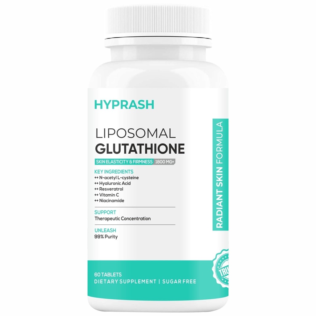 Liposomal Glutathione Supplements - L Glutathione Tablets to Support Skin Health with NAC, Resveratrol & Vitamin C - 1000mg 60 Veg Tablets