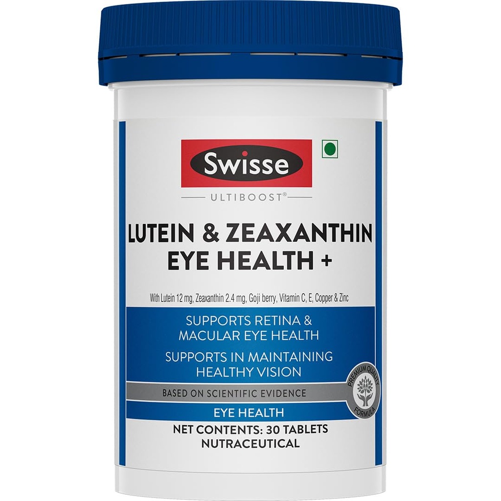 Swisse Eye Health+ with Lutein & Zeaxanthin (Manufactured in Australia) Supports Healthy Vision, Reduces Digital Strain & Fatigue From High Screen Time - 30 Tablets