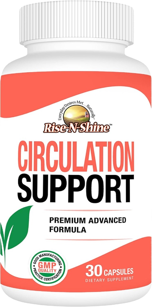 Supplément de support de circulation Rise-N-Shine avec extrait d'épine, racine de gingembre, L-Arginine et plus 30 Compte
