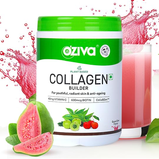 OZiva Vegan Collagen Powder, Skin, Hair & Nails, Biotin, Guava Glow, 200g