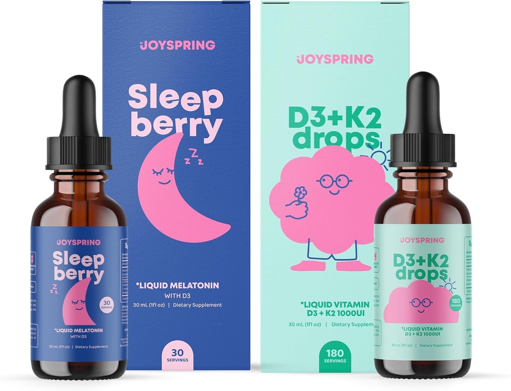 JoySpring Vitamine D3 K2 pour les enfants peut soutenir le système immunitaire sain Vitamine D pour les enfants et la mélatonine liquide pour les enfants