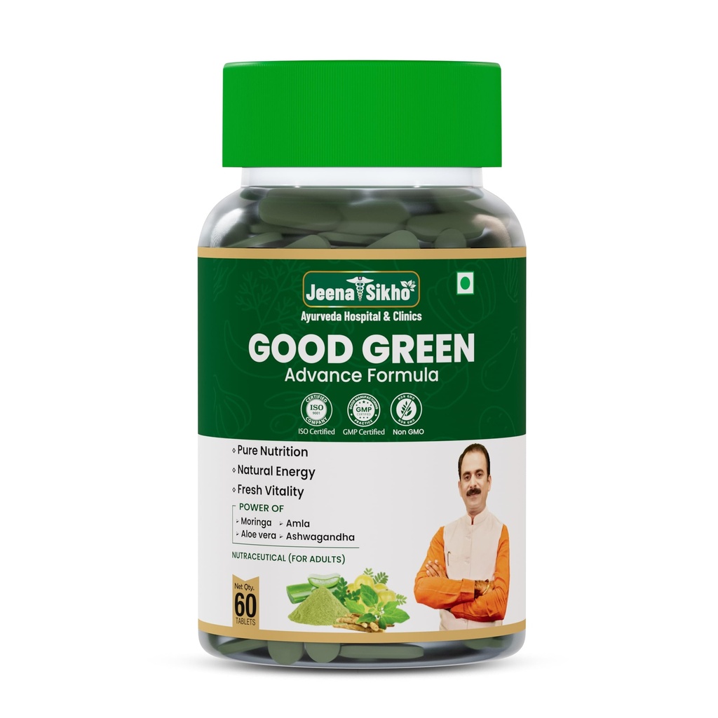 Jeena Sikho Good Green Advance Formula Tablets | Natural Daily Nutrition for Energy, Vitality & Immunity | With Moringa, Amla, Aloe Vera & Ashwagandha | Natural Nutraceutical, 60 Tablets