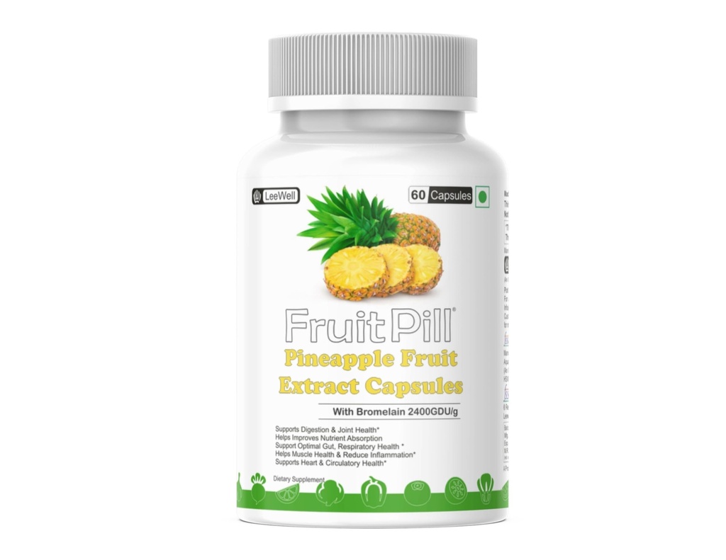 by LeeWell Pineapple Fruit Extract with Bromelain 2400GDU Helps Heaviness after meals, Gas Bloating, Smoother Digestion Support, 60 Capsules